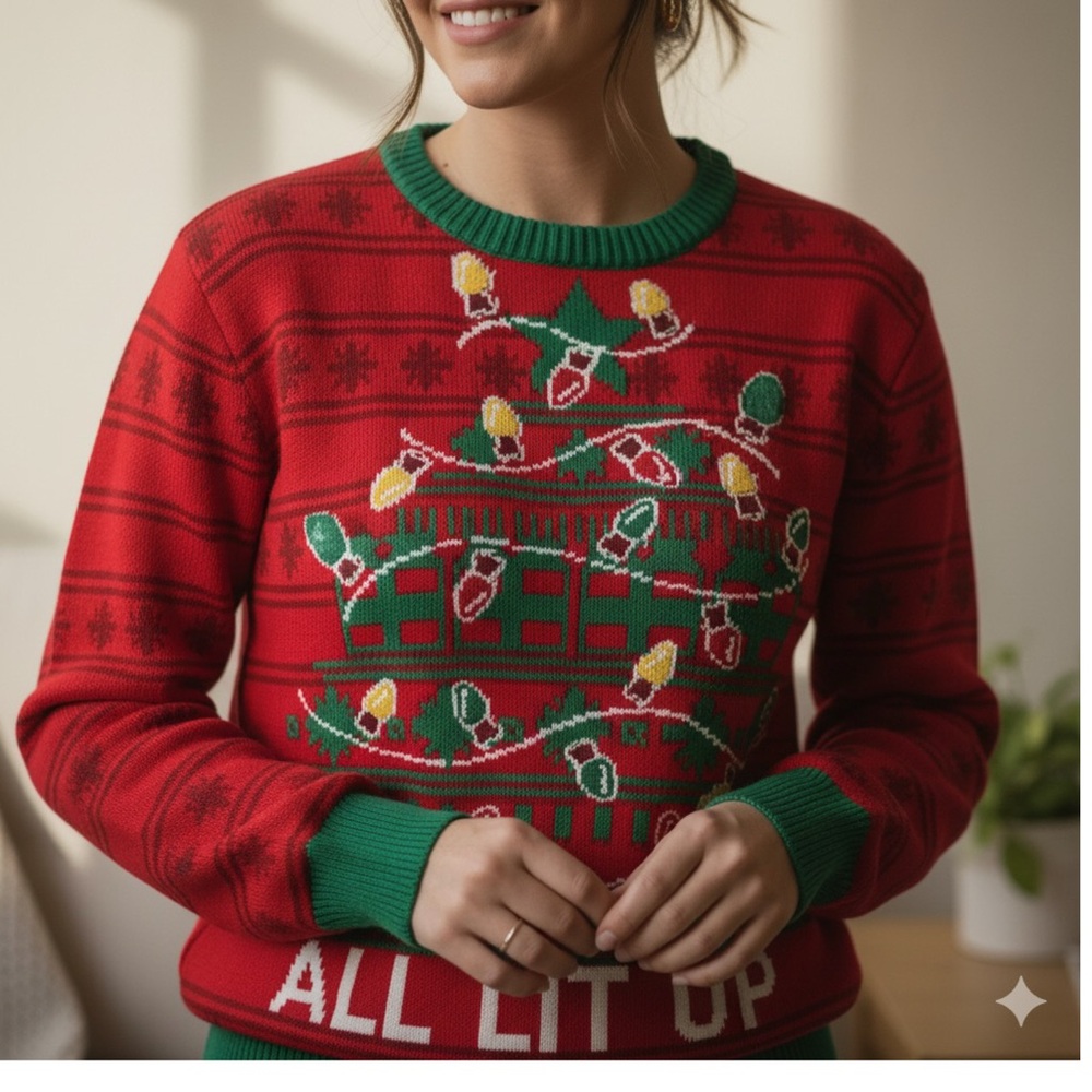 All Lit Up Christmas Sweater | Funny Holiday Lights Knit Pullover‎ 🎅